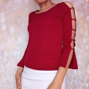 Cold Shoulder Burgundy Top by Rave